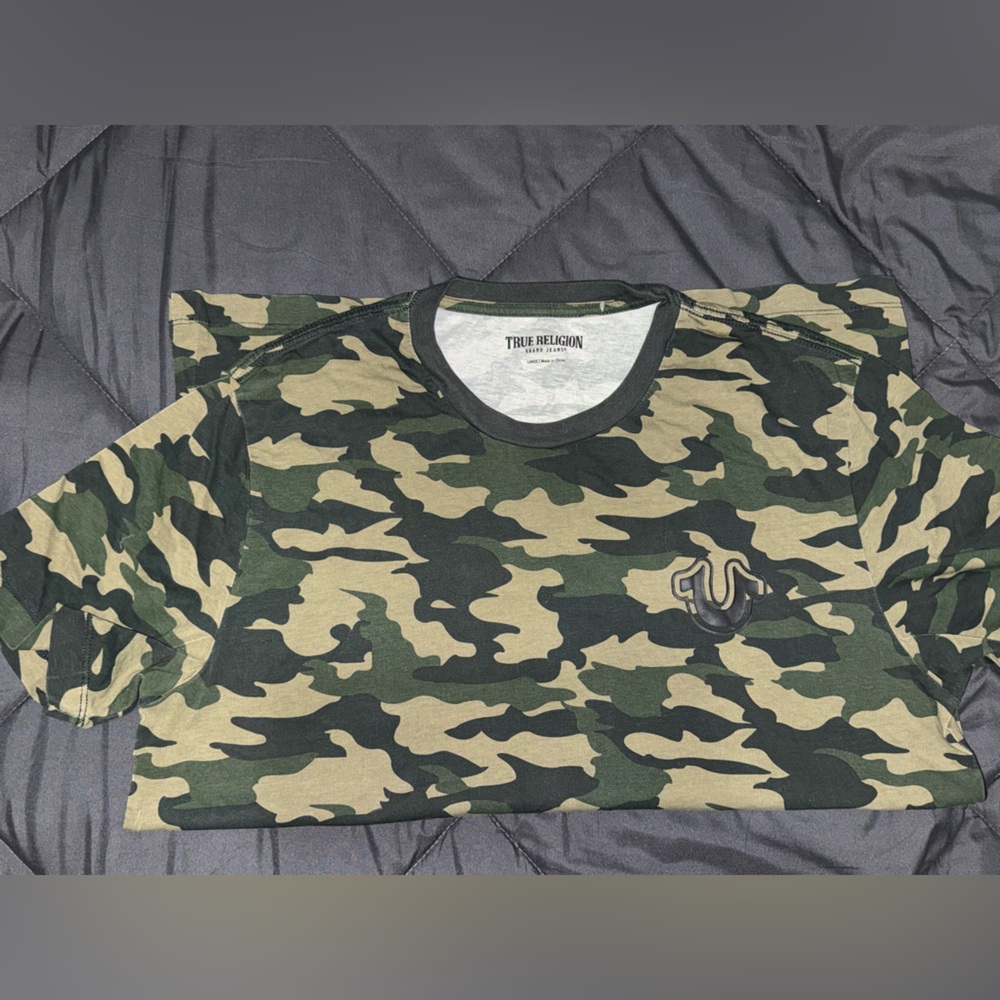 True Religion Green and Black Camo Tee